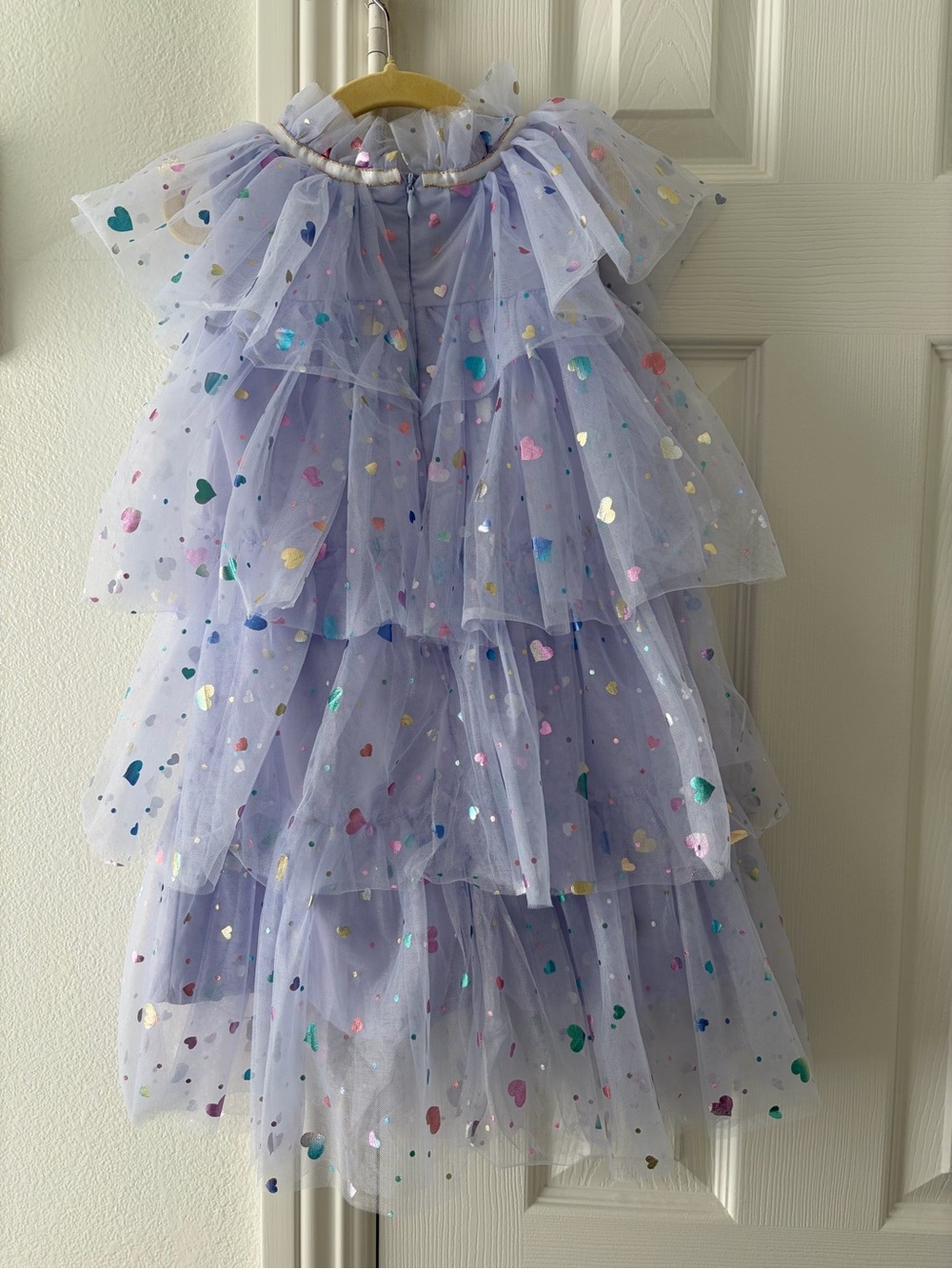 Lola + The Boys Lavender Tiered Tulle Dress with Multicolor Heart Accents - Picture 3 of 3